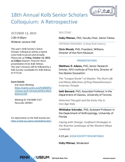 Kolb Colloquium Program